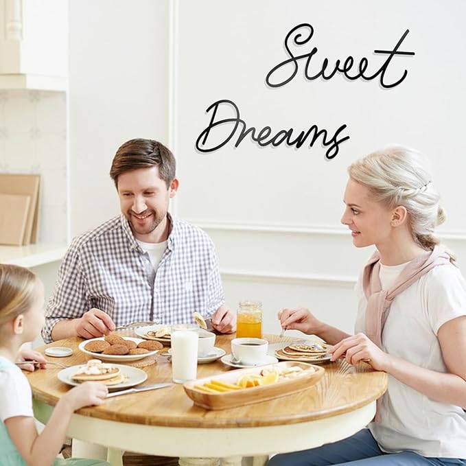 Sweet Dreams Wall Decor Metal Wall Art Large Modern Living Room Farmhouse Sign for Bedroom Black Metal Wall Art for Office and Home Wall Decor (Black, Farmhouse)