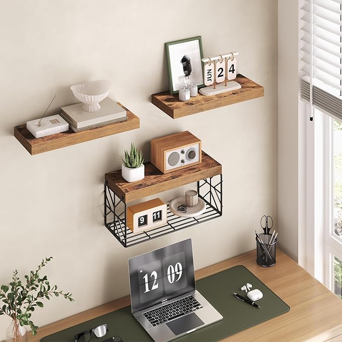Bathroom Shelves Over Toilet Set of 3, Floating Shelves for Wall Toilet Paper Storage, 1.5