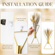 Peryiter 2 Pcs Boho Gold Wall Decor Metal Wall Art X Shaped Hanging Planters with Artificial Pampas Modern Home Gold Bathroom Decor for Bedroom Living Room