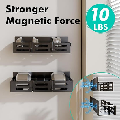 6 Pack Magnetic Spice Rack for Refrigerator Set, Black Magnetic Shelf and Fridge Kitchen Cabinet Organizers Storage Seasoning Organization Mini Shelves.