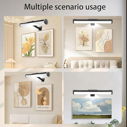 MIOBLUE Picture Light Battery Operated, 13.8in Wireless Art Light for Paintings, Dimmable 4400mAh Recharging Battery Display Light with Remote Control for Wall, Gallery Dartboard Art Bedroom