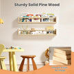 upsimples 2 Pack Nursery Book Shelves, 23.6 Inch Floating Bookshelves for Wall, Baby Nursery Decor, Small Solid Wood Wall Mounted Shelves for Baby Kids Boys Girls, Natural