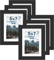 FrameWorks 5x7 mat to 4x6 Classic Wooden Picture Frames Tempered Glass/Black / 6-Pack