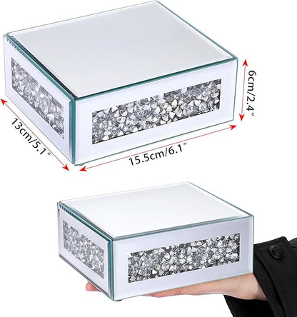 Sumnacon Mounted Floating Shelf 4 Pcs Decorative Floating Shelf for Bathroom Decor Stylish Crushed Diamond Floating Wall Shelf for Plants Sturdy Mirrored Wall Mounted Floating Shelf for Living Room