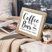 Vintage Coffees Bar Signs Coffee Bar Freshly Brewed Farmhouse Cafe Sign Handcrafted Wood Sign Rustic Cafe Style Wall Decor For Kitchen Office Display Perfect Coffee Lover Gift Square Wood 5.9x5.9 Inch