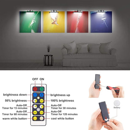 LUXSWAY Wireless Picture Frame Led Lighting,Rechargeable Art Display Lighting Clip on Pictures,Over Painting Lights with Remote,Artwork Lamp with Flexible Neck,28 LEDs 3 Lighting Modes 200LM-Black