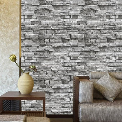 Yancorp 10ft Peel and Stick Wallpaper Light Grey Stone Brick Wallpaper Waterproof Self-Adhesive Backsplash Easily Removable Wall Covering