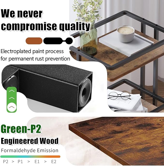 Bar Carts for the Home with Wheels, 3 Tier Beverage Bar Cart with Storage Shelves, Coffee Bar Cabinet for Your Home Entertainment