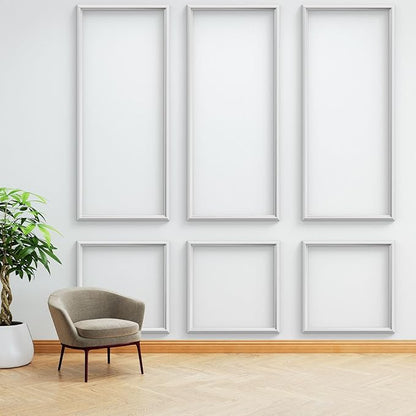 Premade Peel and Stick Wall Molding Kit, Set of 6 Pcs (3 Top & 3 Bottom) Self Adhesive Accent Wainscoting Panels for Interior Wall Moulding Decor, Ready to Assemble Moulding Trim(Style1– 54 x 23 in)