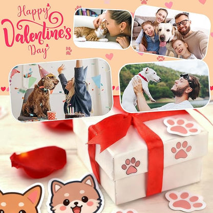 Valentines Cat Dog Desk Decor, Valentine's Day Gifts for Cats Dogs Lover Pet Parent, Home Office Table Sign Decoration for Shelf Tiered Tray, My Valentine Has Four Paws