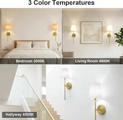 Battery Operated Wall Sconces Set of 2, Rechargeable Wireless Wall Lights with Remote, RGB Dimmable Wall Lamp for Bedroom Wall Decor Living Room Hallway (Gold)