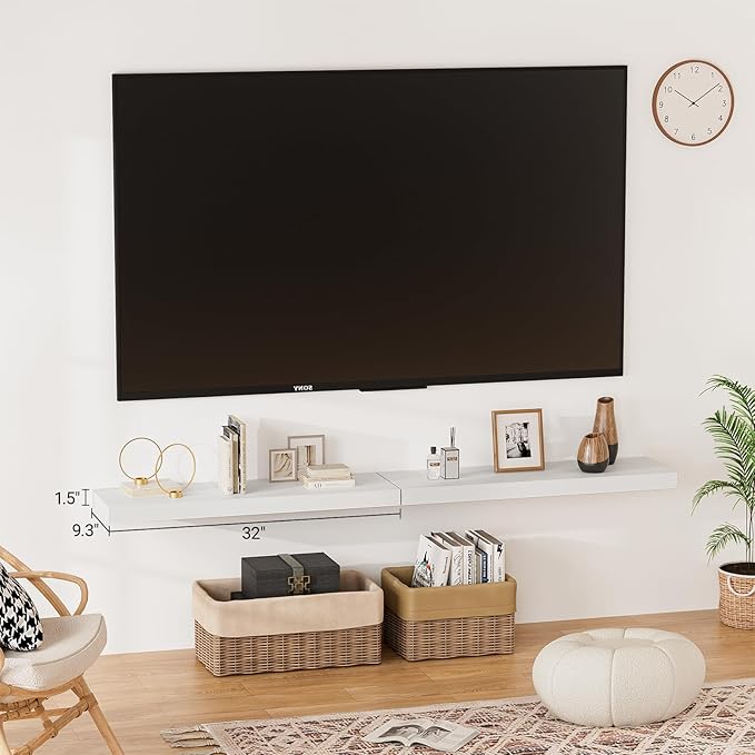 Heimlove 32 Inch Floating Shelves for Wall,White 9.3