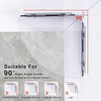 Acrylic Corner Shelves, 2 Pack Adhesive Shower Caddy Organizer for Tile Walls, Wall Mounted Clear Bathroom Shelves for Inside Shower & Kitchen Storage