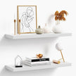 Floating Shelves for Wall, White Wood Wall Shelf Set of 2, 24
