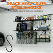 2 Pack Garage Wall Shelves, Heavy Duty Wall Mounted Shelving, 46”x12.5” Floating Shelf, 8 Hooks–Industrial Storage System with Reinforced Steel Powder-Coated Finish, 380lbs Capacity for Shop, Basement