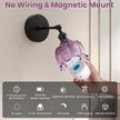 Vintage Wall Sconce - 5000mAh Rechargeable Dimmable Wireless Powered Light Sconces - Set of 2 Purple Flower Glass Cordless Mounted Lighting with Remote Control for Bedroom Bedside