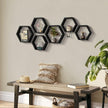 CADUKE Hexagonal Floating Shelves Set of 6 Hexagon Sheves Wall Mount Wood Storage Honeycomb Shelf Farmhouse Wall Decor Shelves for Bedroom Living Room, Black