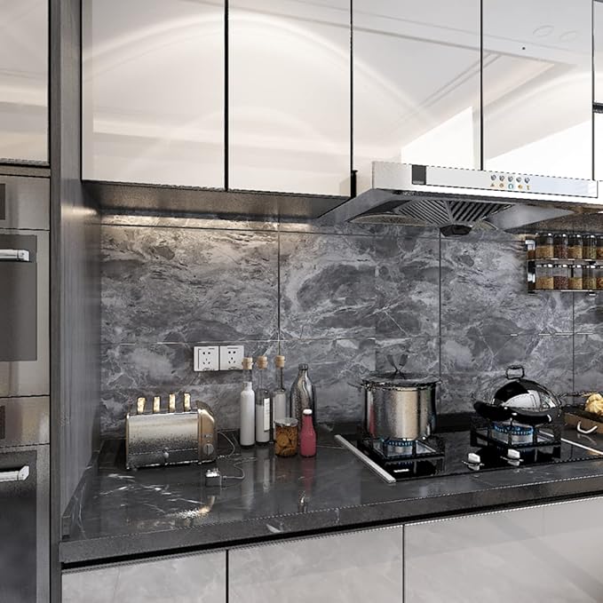 TOTIO Gray Marble Contact Paper Textured Grey Granite Wallpaper Peel Stick Countertop Contact Paper Removable Waterproof Adhesive Thick Matte Marble Look Wall Paper Roll Kitchen Table Vinyl Wrap