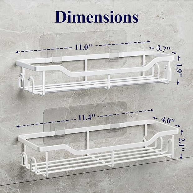 Kitsure Shower Caddy Large - Adhesive Shower Organizer, Stainless Steel Shelf for Inside Shower, No Drill Bathroom Organizers and Storage, Home Decor Accessories, 2 Pack, White