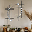 ZEXUIRU 2 Pack Black Abstrac Wall Decor – Metal Crystal Wall Art with Sparkling Rhinestones, 16.5’’/24 Inch Wall Hanging Set for Living Room Bedroom Bathroom – Modern Bling Home Decorations