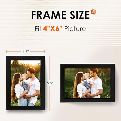 FIXSMITH 4x6 Picture Frame Set of 4, 4x6 Photo Frames with HD Plexiglass for Wall Hanging or Tabletop Display, Black