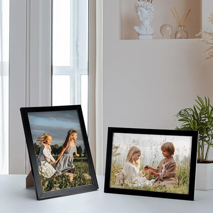 Hoikwo 18 Packs 5x7 Black Multi Plastic Picture Frames Set with Plastic Cover for Family Photos, Artwork, Light Weight Bulk 5 by 7 Frames Pack for Wall Hanging and Table, Stylish Picture Frames
