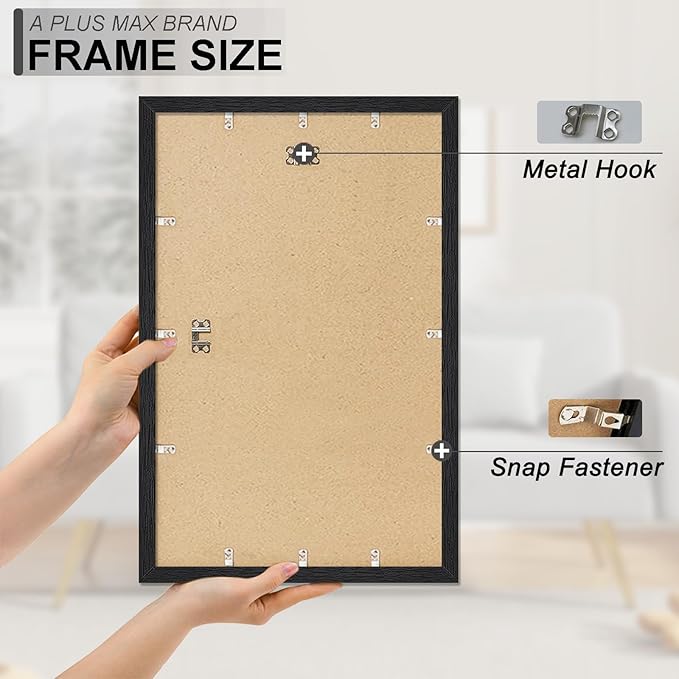 A PLUS MAX 15x23 Picture Frame Set of 3, Black Engineered Wood Frame for 15 x 23 Inch Picture Poster Photo, Light Weight 15 by 23 Frame with Wood-grain for Wall - 3 Pack/Black/15 x23