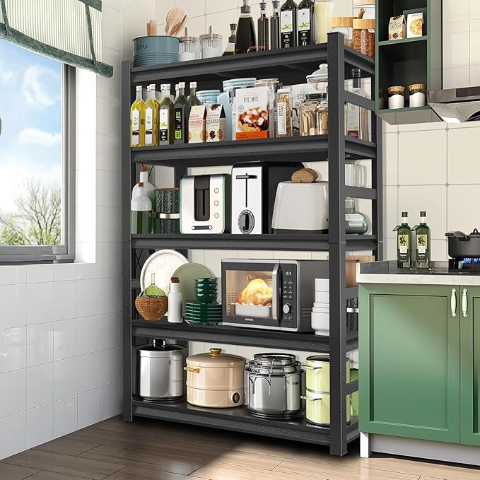 Kitchen Storage Shelves, 5-Tier Adjustable Heavy Duty Metal Kitchen Shelving Unit, Kitchen Appliance Shelf for Storage, Free Standing Organizer Shelf (16" D x 36" W x 72" H)