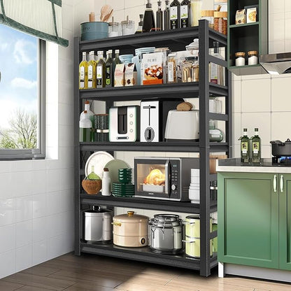Kitchen Storage Shelves, 5-Tier Adjustable Heavy Duty Metal Kitchen Shelving Unit, Kitchen Appliance Shelf for Storage, Free Standing Organizer Shelf (16" D x 36" W x 72" H)