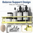 YASONIC Shower Caddy Adhesive, No Drill Bathroom Shower Organizers, with Removable Hooks, Rust Proof Shower Shelves, Wall-Mounted Shower Holder, 2 Pack Gold