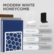GEOMOD Geometric Honeycomb White Metal Bookends Decorative - Tall Sturdy Book Ends for Shelves - Modern Heavy Duty Bookend Stopper - Office or Home Book Shelf Book Holder - 6x3.25x6.25 Inches - 1 Pair