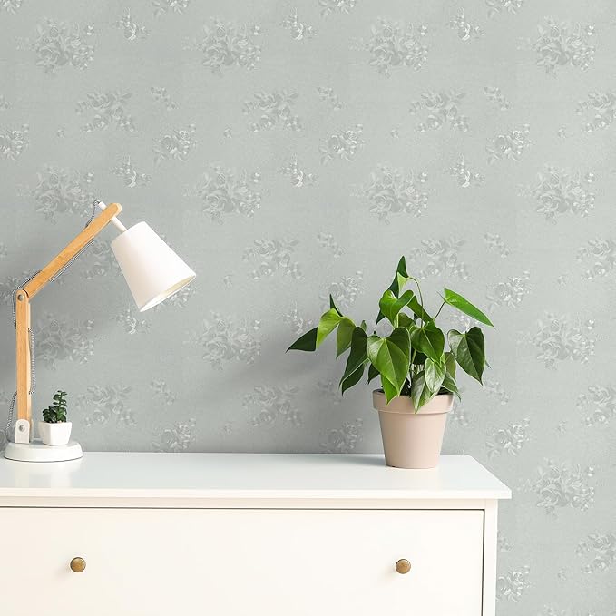 CHIHUT Peel and Stick Vintage Floral Wallpaper Embossed Beige Subtle Rose Floral Wallpaper for Bedroom Living Room Textured Removable Self Adhesive Contact Paper for Cabinets Accent Walls 12"x100"