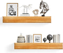 24 Inch Picture Ledge Shelf with Lip,Floating Shelves for Wall, Set of 2 Solid Pine Wood Shelves with Invisible Brackets, Wall Storage for Living Room, Bedroom, Kitchen, Bathroom(Carbonized Brown)