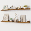 Fun Memories Picture Ledge Shelf, 40 Inch Floating Shelves Set of 2, Large Nursery Book Shelves for Toys Storage, Kids Bookshelf Wall Mounted for Wall Decor Books Photo Frames, Rustic Brown