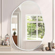 Large Asymmetrical Wall Mirror Aluminum Alloy Frame Irregular Bathroom Mirrors Brushed Metal Vanity Wall Mounted Mirror for LivingRoom Bedroom Entryway Room Home Decor White 26