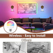 Battery Operated Wall Sconce Set of 2, Rechargeable Battery Powered Amber Wall Lights with 15 Colors, Vintage Glass Wall Lamp with Remote Control for Beside, Bedroom, Living Room