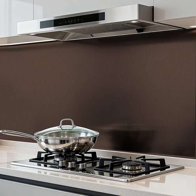 Stainless Steel Peel and Stick Wallpaper 15.7"x 196" Dark Brown Stainless Steel Contact Paper Countertop Self Adhesive Thick Vinyl Waterproof for Wall Paper Fridge Kitchen Cabinets