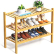 RONGJlA 3 Tier Bamboo Shoe Rack for Closet Free Standing Wood Shoe Shelf Storage Organizer for Entryway Small Space Stackable, Natural