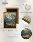 InSimSea Framed Canvas Wall Art, Vintage National Park Art for Living Room Hallway Shelf, 10x8in, Rocky Mountain Valley Landscape Painting, Rustic Cozy Mid Century Small Nature Decor