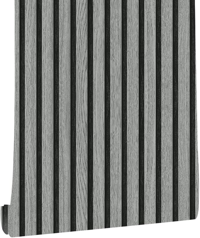 Wallpaper Peel and Stick Wood Grating Stripe Self-Adhesive Wallpaper Faux Wood Contact Paper Wood Slats Self Adhesive Wall Paper PVC Vinyl Film Removable Waterproof (Wood D, 17.3" x 236")