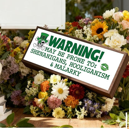 Funny St. Patrick's Day, Decorative Wooden Table Sign, Desk Decor Art, St. Patrick's Day Themed Decor for Cafe Shop Coffee Bar, Farmhouse Decors for Table Shelf, 9.5x3.1x1 inches