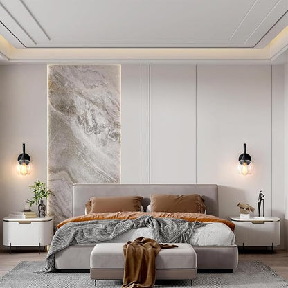 1-Light Bathroom Wall Sconces,Matte Black Sconces Wall Lighting with Clear Glass Shade,Modern Vanity Light Fixtures,Indoor Lamp Wall Mount Light for Mirror, Bedroom