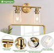 2-Light Bathroom Light Fixtures, Brushed Gold Vanity Light, Modern Vanity Lights with Clear Glass Shade, Bathroom Wall Lamp for Mirror Kitchen Living Room Hallway Cabinet Porch