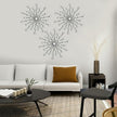 ZEXUIRU 3 Pack Black Sunburst Wall Decor – Metal Crystal Wall Art with Sparkling Rhinestones, 14’’/18 Inch Starburst Wall Hanging Set for Living Room Bedroom Bathroom – Modern Bling Home Decorations