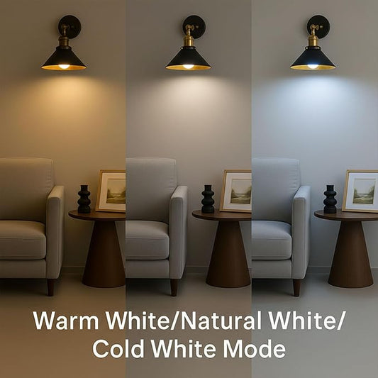 Black Gold Vintage Wireless Battery Operated Wall Sconces — Cordless Battery Powered LED Wall Lights Set of 2, Wall Lamp with Remote, Indoor Wall Lamp Fixture for Gallery, Bedroom, Farmhouse