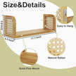17 Inch Rattan Wall Shelf, Wooden Hanging Bookshelf Storage, Natural Cute Nursery Shelves Wall Mounted, Boho Decorative Floating Shelves for Kids Room, Living Room, Play Room, Bedroom