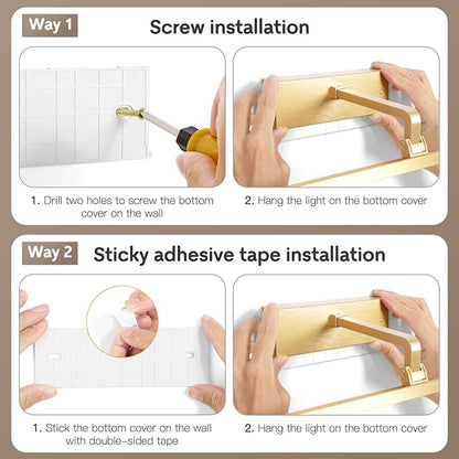 Battery Picture Light for Wall with Timer,3 Color Temps Painting Light, Rechargeable 5200 mAh and AA Battery,Metal Rotatable Head Art Display Accent Lights for Gallery Portrait Hallway Frame-Gold 16''