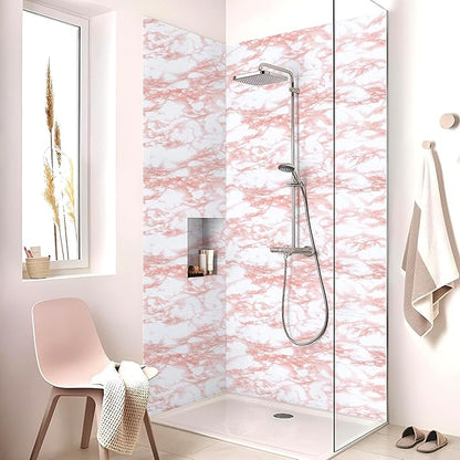 practicalWs White/Pink Marble Contact Paper Granite Peel and Stick Countertops Self-Adhesive Wallpaper Cabinets Drawer Shelf Wall Crafts Wall Paper Decorations 17.7 in x 196.8 in