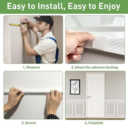 Peel and Stick Wall Molding, 2 Set 16" x 24" Premade Wainscoting Panels, Ready-to-Assemble Wall Trim, Paintable Molding Trim Decor for Interior Walls Door Picture Frame