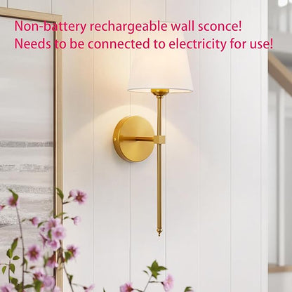 Wall Sconces Sets of 2, Retro Industrial Wall Lamps, Bathroom Vanity Sconces Wall Lighting with White Fabric Shade, Suitable for Bedroom Living Room Corridor Kitchen